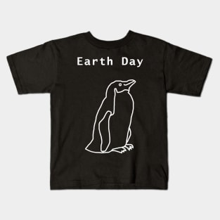 White Line Earth Day Penguin Kids T-Shirt